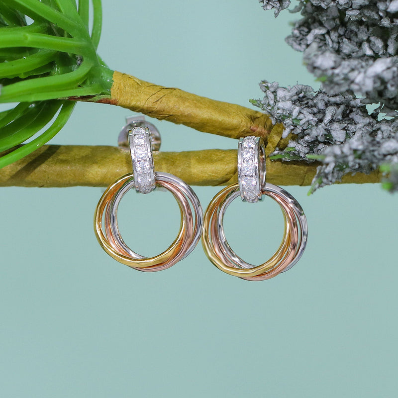 14k White, Rose, & Yellow Gold Moissanite Earrings 0.16ctw Moissanite Engagement Rings & Jewelry | Luxus Moissanite