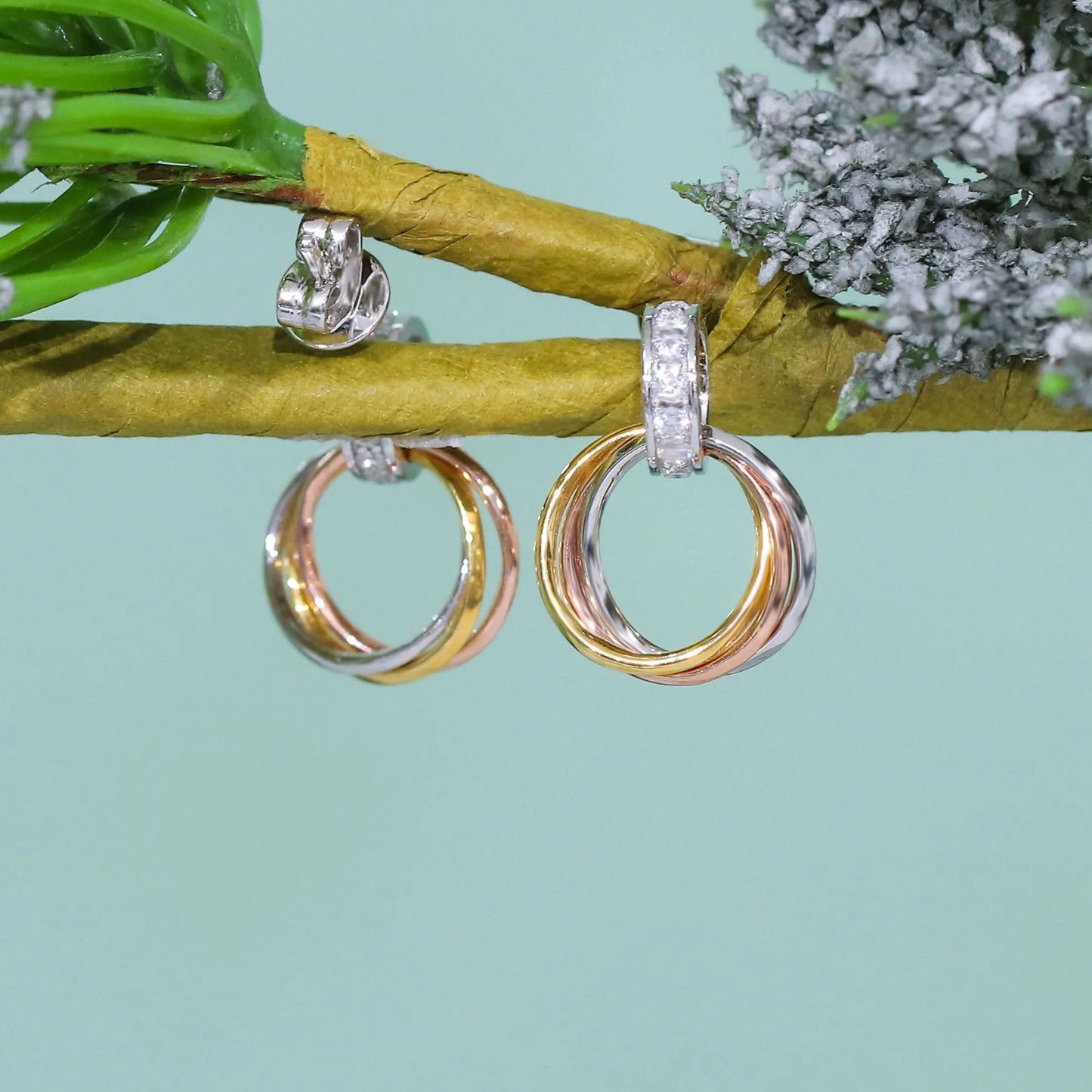 14k White, Yellow, and Rose Gold Moissanite Hoop Earrings Moissanite Engagement Rings & Jewelry | Luxus Moissanite | Cute Hoop Earrings