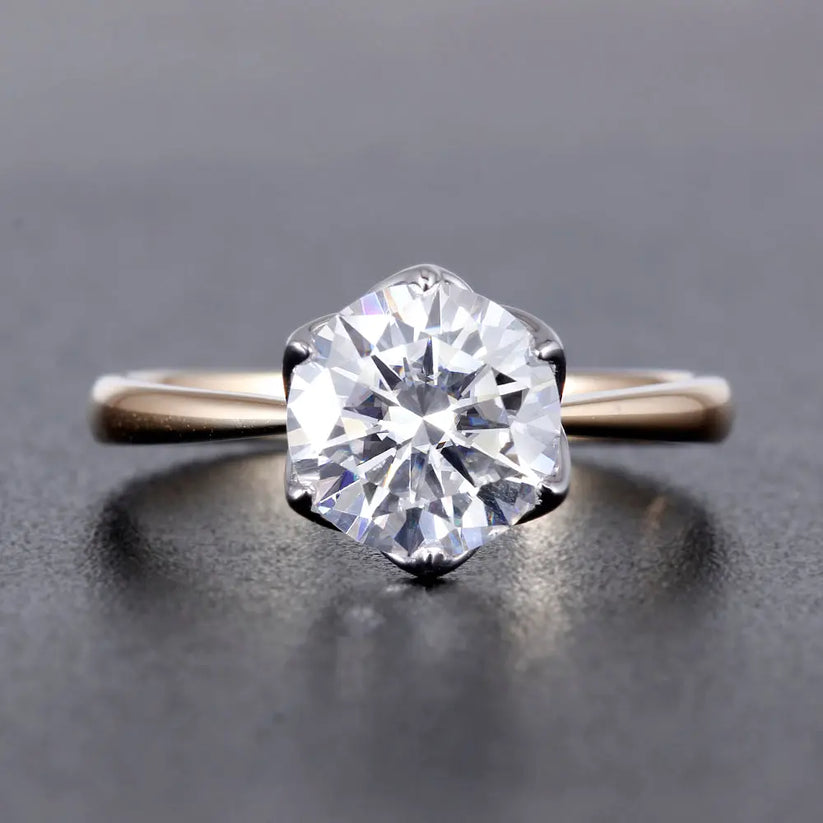 14K White Gold 2.5 Carat Moissanite 4-Prong Ring