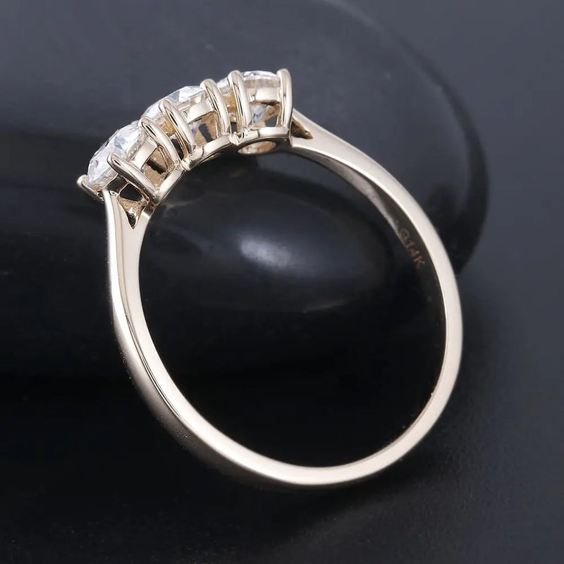 14k Yellow Gold 3 Stone Moissanite Ring 1ct Total Moissanite Engagement Rings & Jewelry | Luxus Moissanite