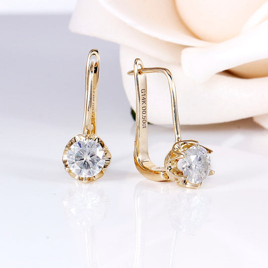 14k Yellow Gold Drop Moissanite Earrings ctw Moissanite Engagement Rings & Jewelry | Luxus Moissanite