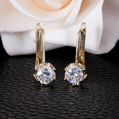 14k Yellow Gold Drop Moissanite Earrings ctw Moissanite Engagement Rings & Jewelry | Luxus Moissanite