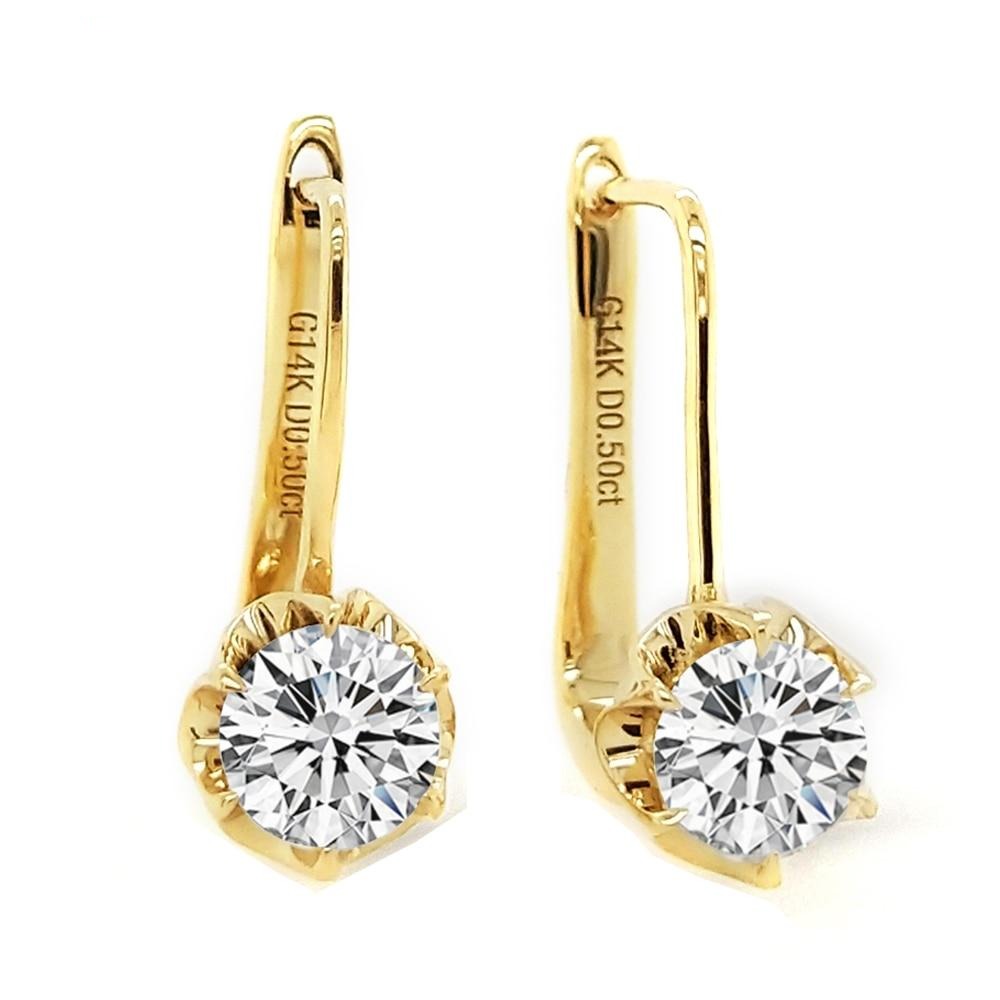 14k Yellow Gold Drop Moissanite Earrings ctw Moissanite Engagement Rings & Jewelry | Luxus Moissanite