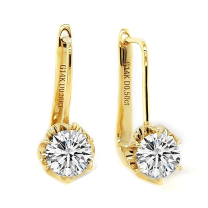 14k Yellow Gold Drop Moissanite Earrings ctw Moissanite Engagement Rings & Jewelry | Luxus Moissanite