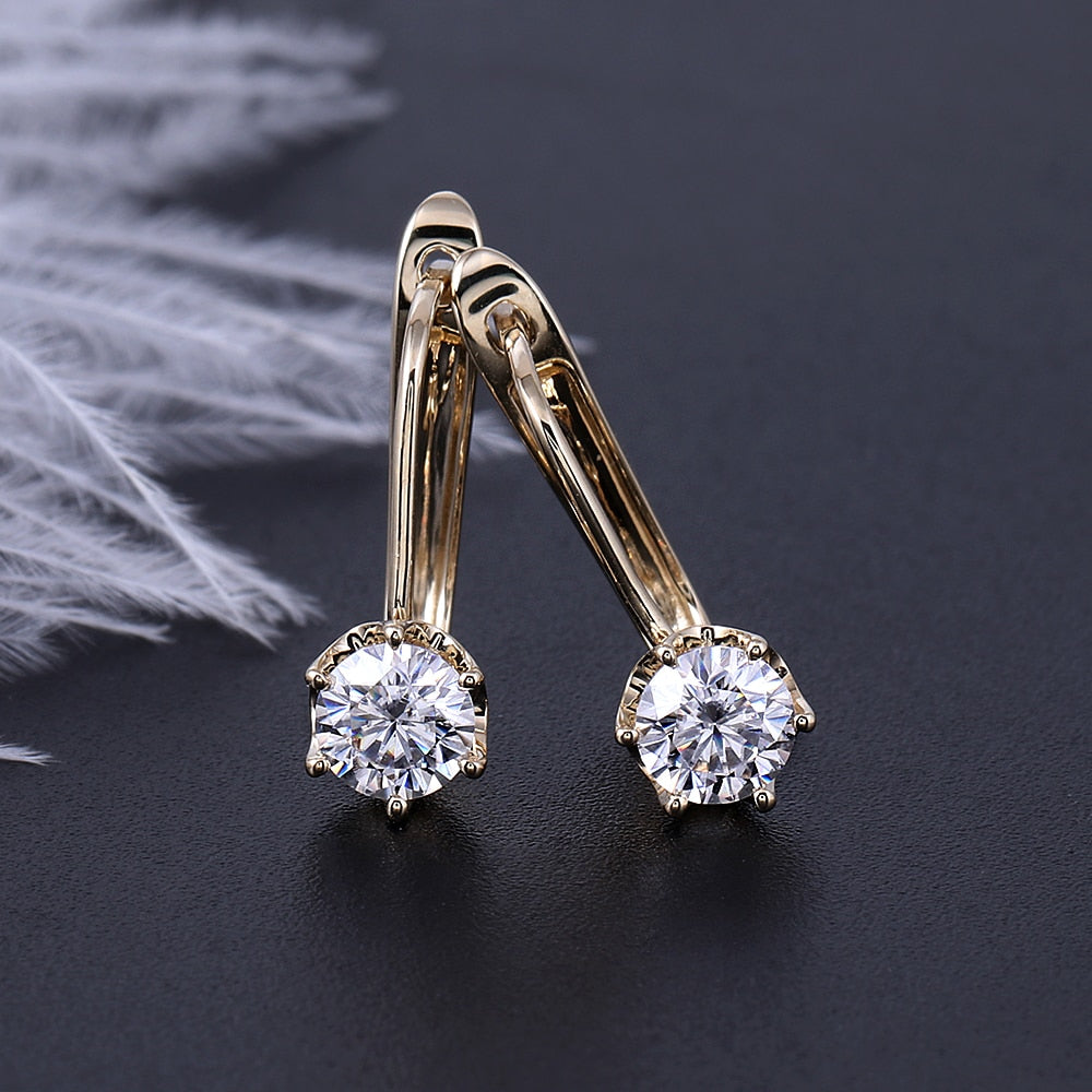 14k Yellow Gold Drop Moissanite Earrings ctw Moissanite Engagement Rings & Jewelry | Luxus Moissanite