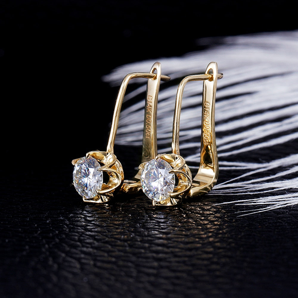 14k Yellow Gold Drop Moissanite Earrings ctw – Luxus Moissanite