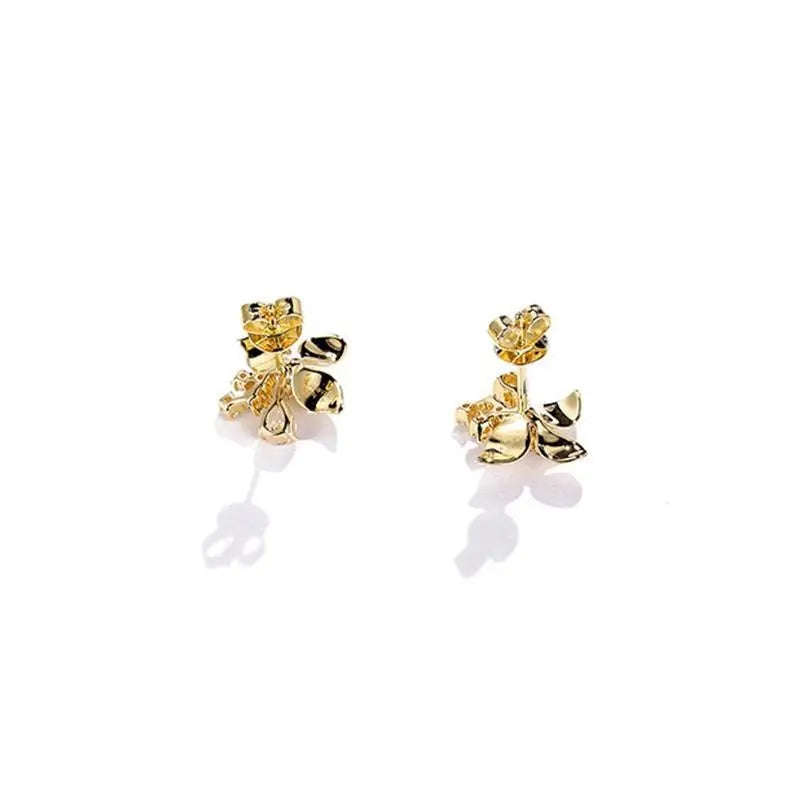 14k Yellow Gold Flower Moissanite Stud Earrings 0.5ctw Moissanite Engagement Rings & Jewelry | Luxus Moissanite | Moissanite 14K Gold Earrings 