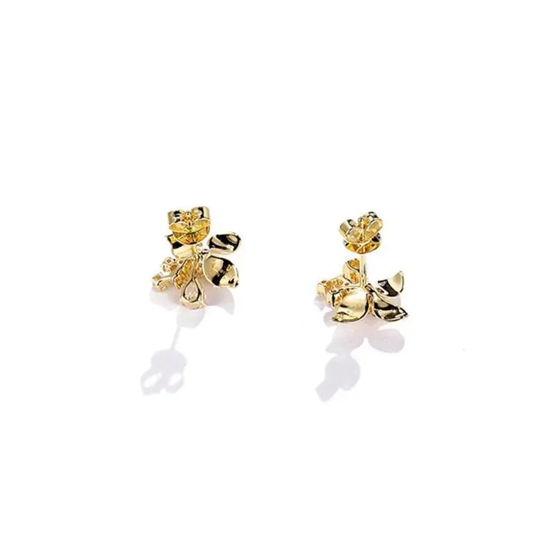 14k Yellow Gold Flower Moissanite Stud Earrings 0.5ctw Moissanite Engagement Rings & Jewelry | Luxus Moissanite