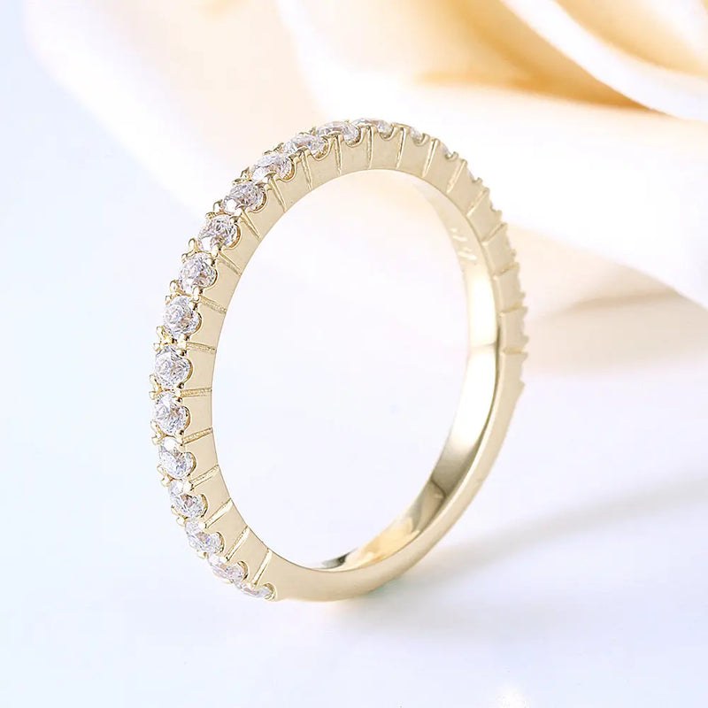 14k Yellow Gold Half Eternity / Anniversary Moissanite Ring 0.48ct Total Moissanite Engagement Rings & Jewelry | Luxus Moissanite