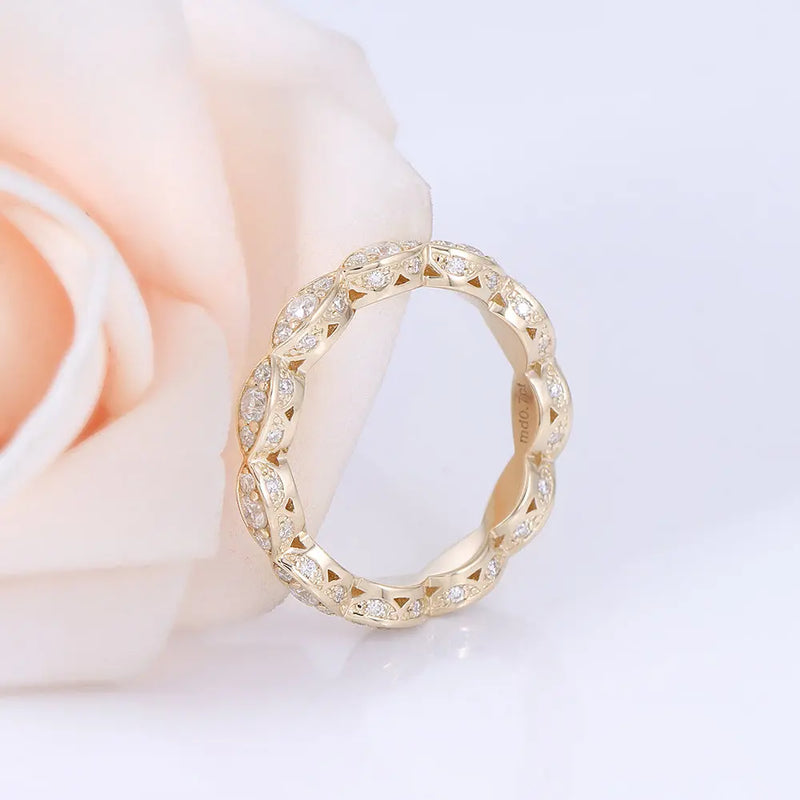 14k Yellow Gold Moissanite Eternity Ring / Wedding Band Moissanite Engagement Rings & Jewelry | Luxus Moissanite