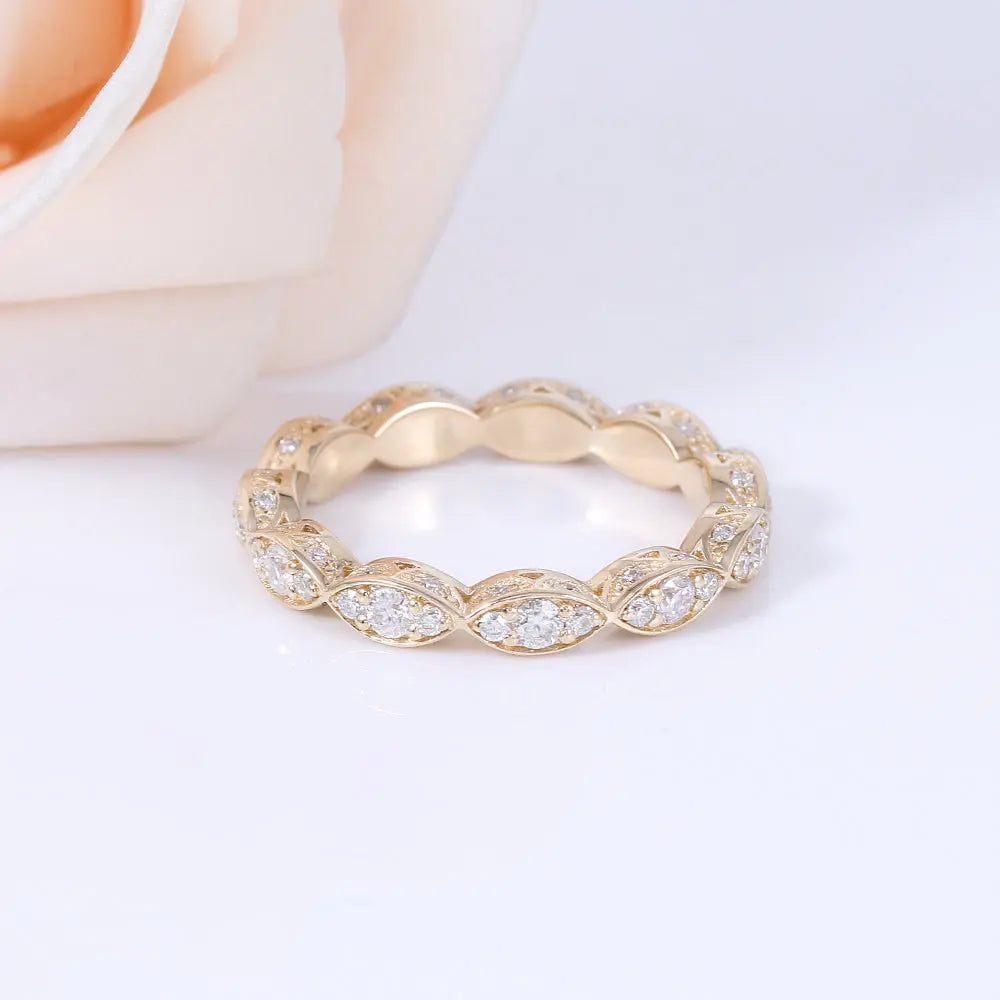 14k Yellow Gold Moissanite Eternity Ring / Wedding Band Moissanite Engagement Rings & Jewelry | Luxus Moissanite Yellow Gold Eternity Ring 