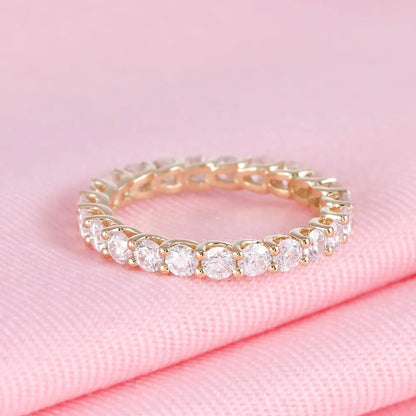 14k Yellow Gold Moissanite Eternity Ring 2ct Total Moissanite Engagement Rings & Jewelry | Luxus Moissanite