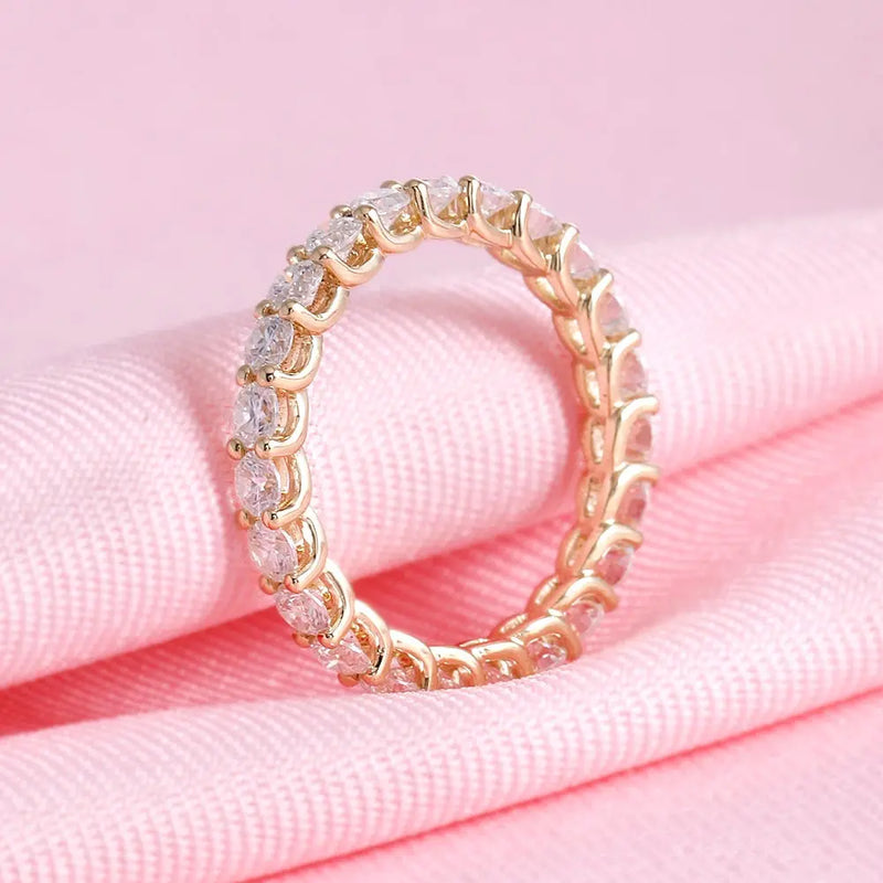 14k Yellow Gold Moissanite Eternity Ring 2ct Total Moissanite Engagement Rings & Jewelry | Luxus Moissanite