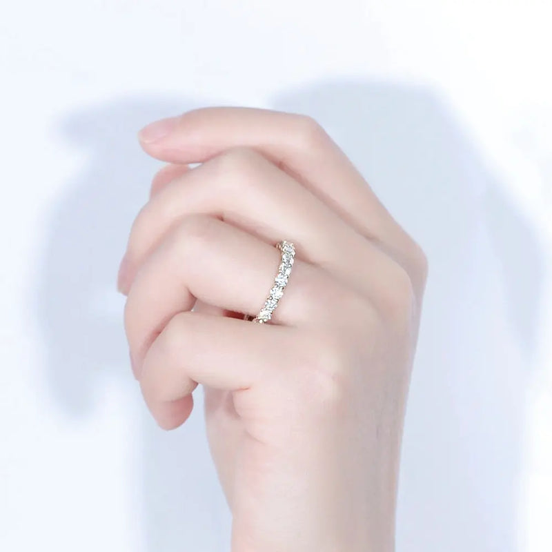 14k Yellow Gold Moissanite Eternity Ring 2ct Total Moissanite Engagement Rings & Jewelry | Luxus Moissanite