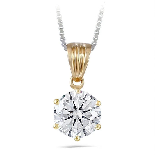 14k Yellow Gold Moissanite Necklace 1ct Moissanite Engagement Rings & Jewelry | Luxus Moissanite - Beautiful Necklace Pendant