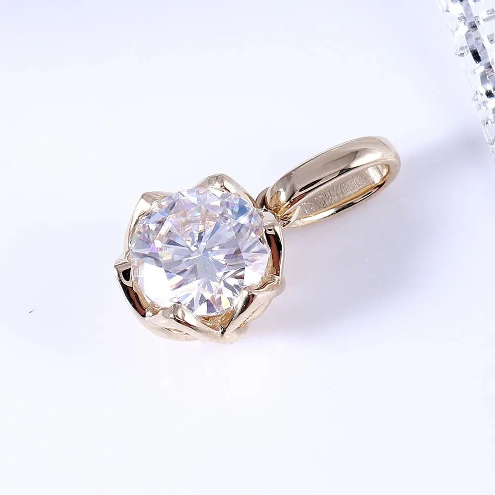 14k Yellow Gold Moissanite Necklace 1ct Moissanite Engagement Rings & Jewelry | Luxus Moissanite - beautiful simple necklace