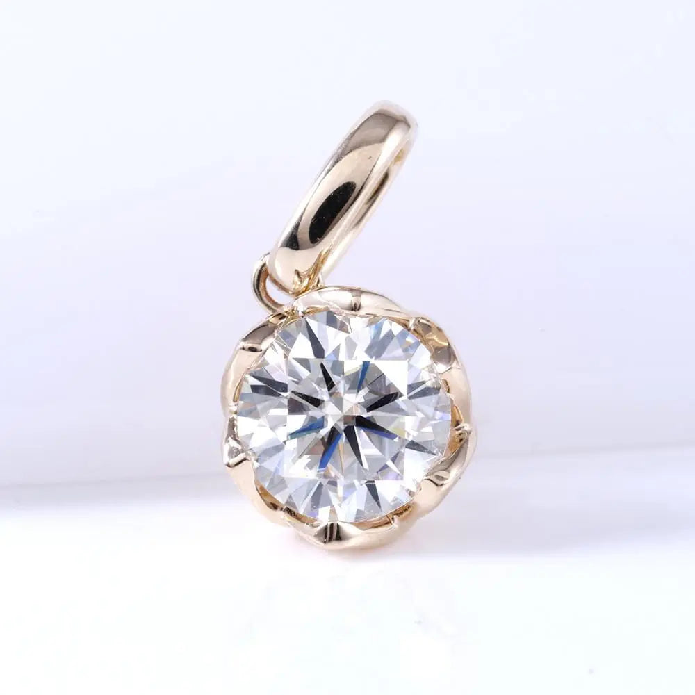 14k Yellow Gold Moissanite Necklace 1ct Moissanite Engagement Rings & Jewelry | Luxus Moissanite-  beautiful simple necklace