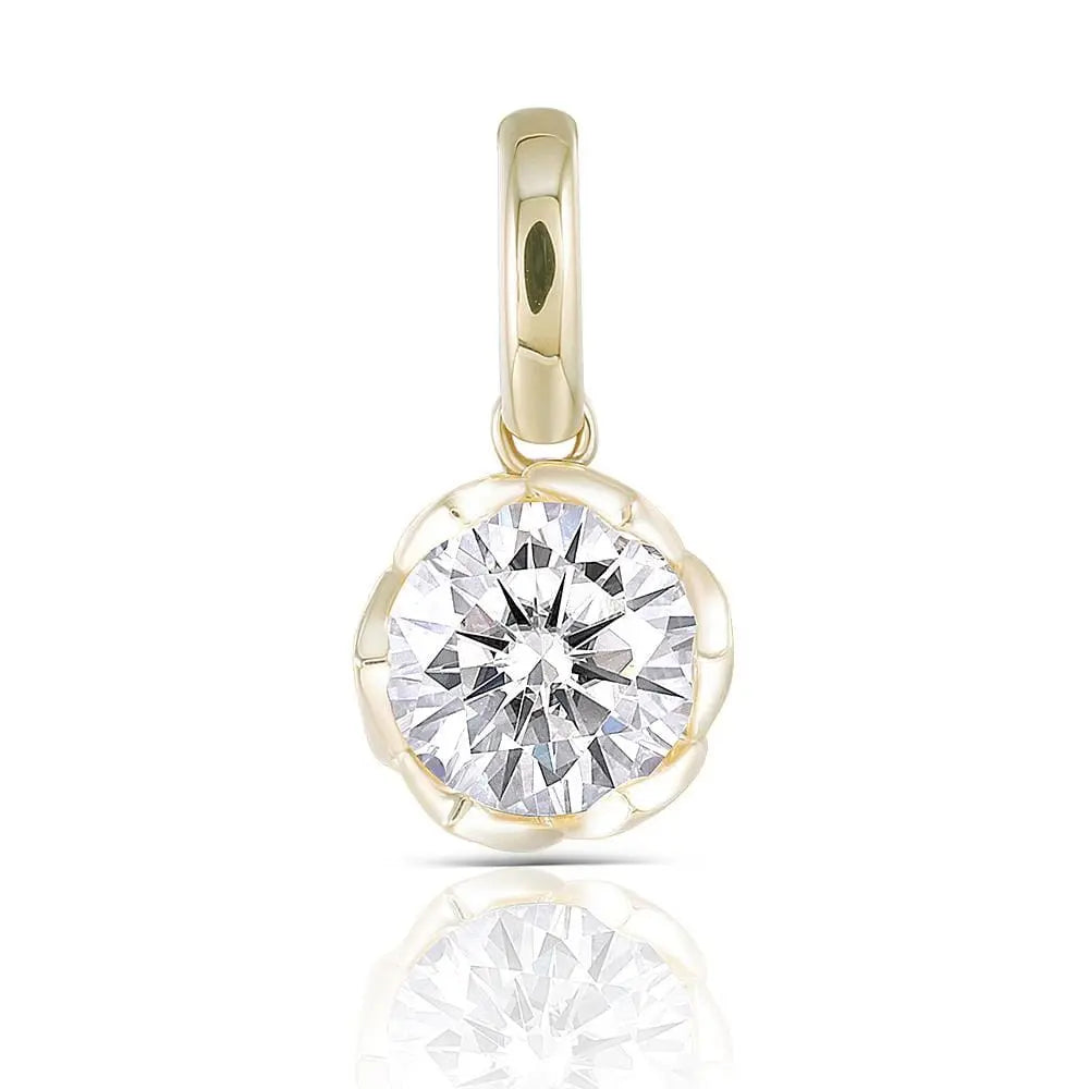 14k Yellow Gold Moissanite Necklace 1ct Moissanite Engagement Rings & Jewelry | Luxus Moissanite - beautiful simple necklace