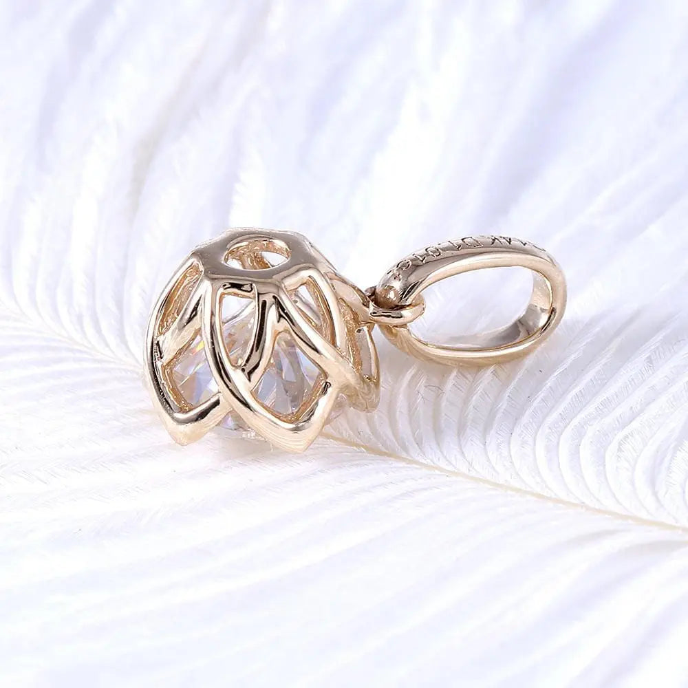 14k Yellow Gold Moissanite Necklace 1ct Moissanite Engagement Rings & Jewelry | Luxus Moissanite - beautiful simple necklace