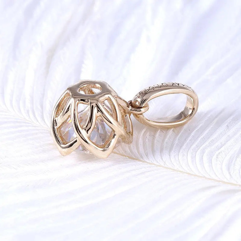 14k Yellow Gold Moissanite Necklace 1ct Moissanite Engagement Rings & Jewelry | Luxus Moissanite