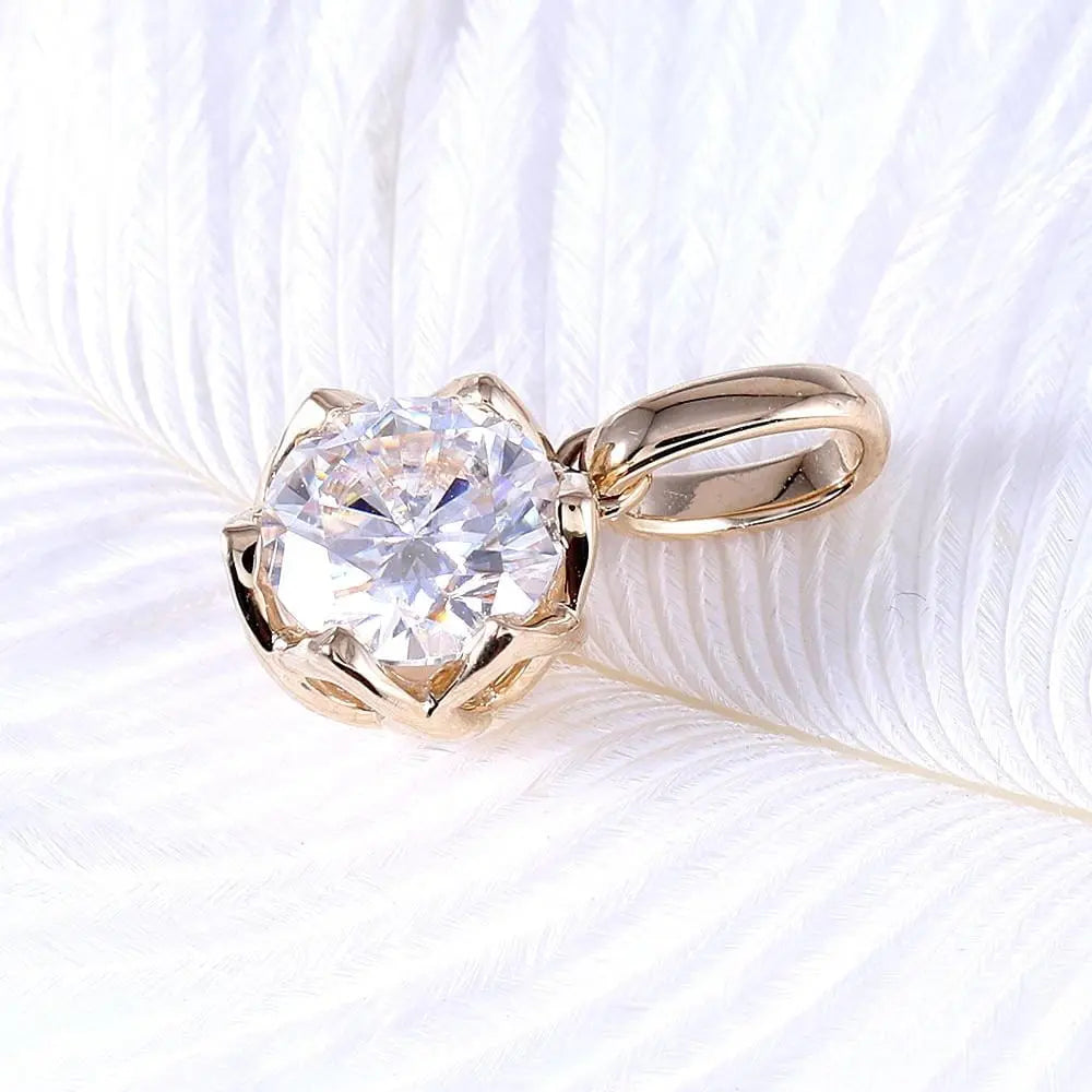 14k Yellow Gold Moissanite Necklace 1ct Moissanite Engagement Rings & Jewelry | Luxus Moissanite - beautiful simple necklace