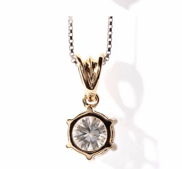 Shop Now - 14k Yellow Gold Moissanite Necklace Expensive 1ct