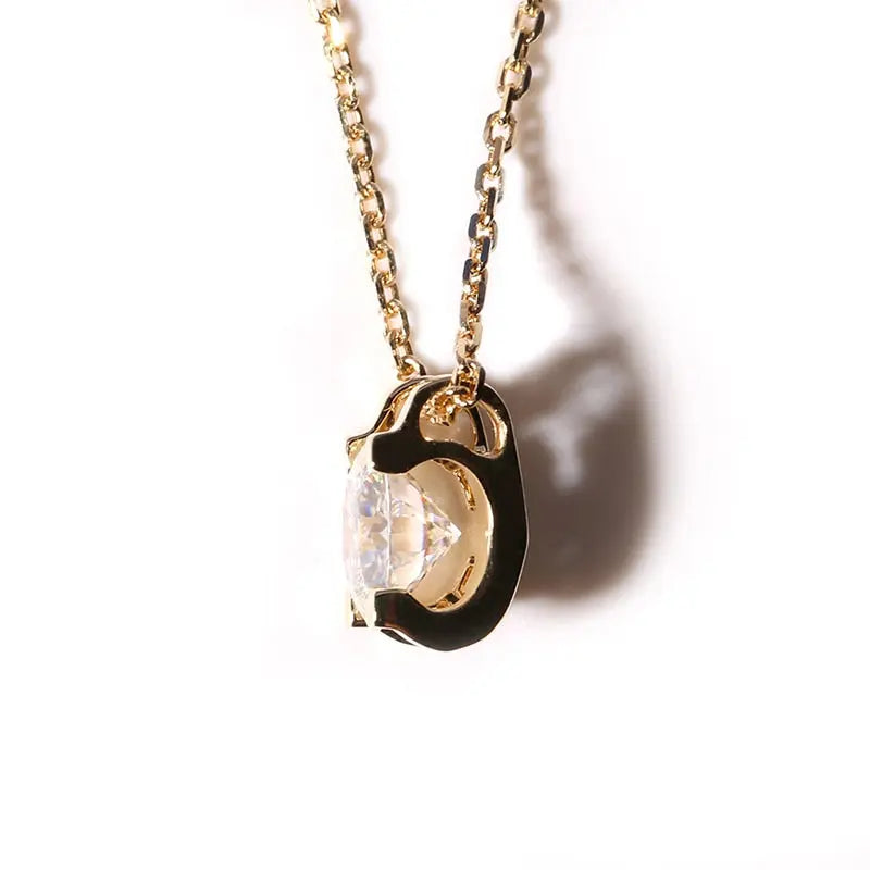 14k Yellow Gold Moissanite Necklace 1ct Moissanite Engagement Rings & Jewelry | Luxus Moissanite