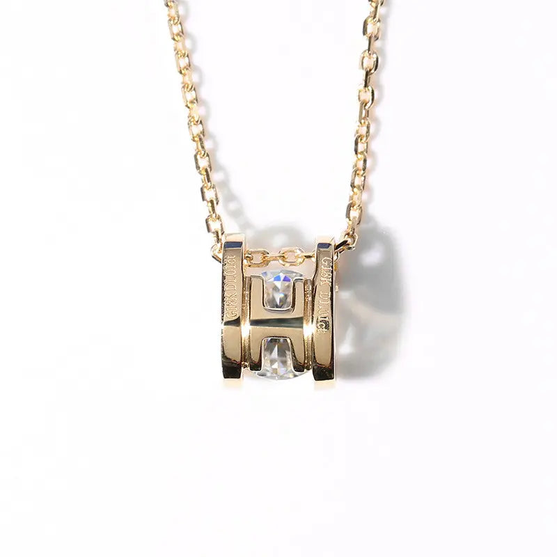 14k Yellow Gold Moissanite Necklace 1ct Moissanite Engagement Rings & Jewelry | Luxus Moissanite