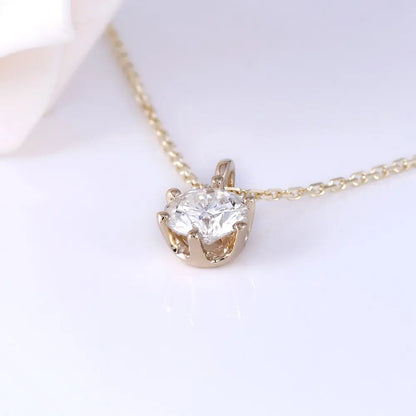 14k Yellow Gold Moissanite Necklace 1ct Moissanite Engagement Rings & Jewelry | Luxus Moissanite- Necklace 14K