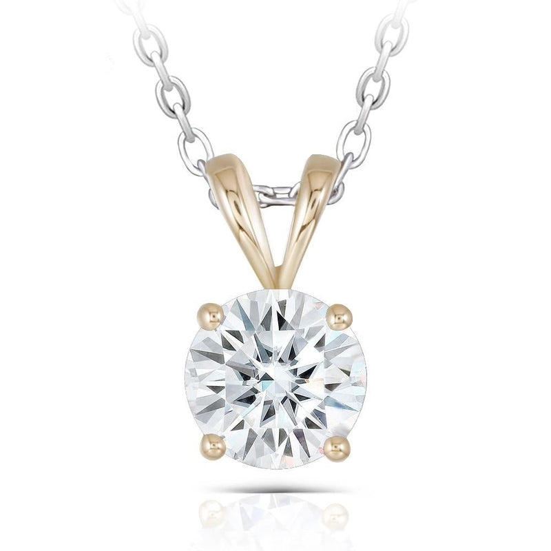 14k Yellow Gold Moissanite Necklace 2ct Moissanite Engagement Rings & Jewelry | Luxus Moissanite