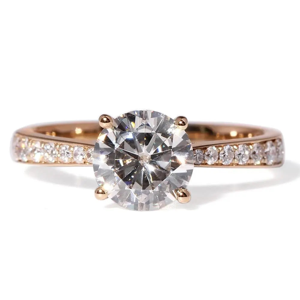 14k Yellow Gold Moissanite Ring 1.2ct Center Stone Moissanite Engagement Rings & Jewelry | Luxus Moissanite | Most Beautiful Engagement Rings of All Time