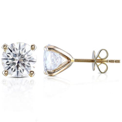 14k Yellow Gold Moissanite Stud Earrings 1ctw - 2.4ctw Options Moissanite Engagement Rings & Jewelry | Luxus Moissanite