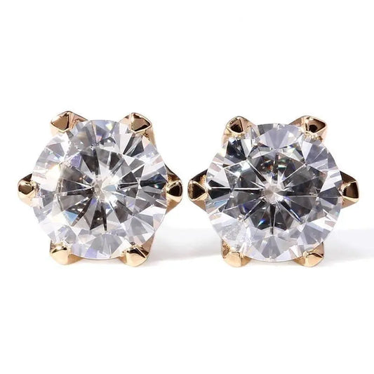 14k Yellow Gold Moissanite Stud Earrings 1ctw Moissanite Engagement Rings & Jewelry | Luxus Moissanite | Beautiful Earrings