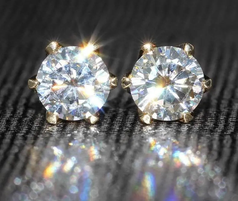 14k Yellow Gold Moissanite Stud Earrings 1ctw Moissanite Engagement Rings & Jewelry | Luxus Moissanite