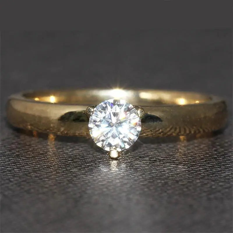 14k Yellow Gold Solitaire Moissanite Ring 0.4ct Moissanite Engagement Rings & Jewelry | Luxus Moissanite