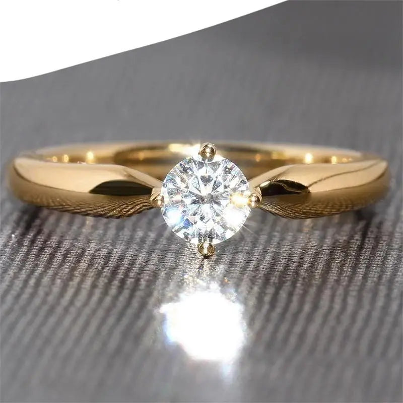 14k Yellow Gold Solitaire Moissanite Ring 0.5ct Moissanite Engagement Rings & Jewelry | Luxus Moissanite | Female Wedding Rings Gold Yellow / Yellow Gold Collection