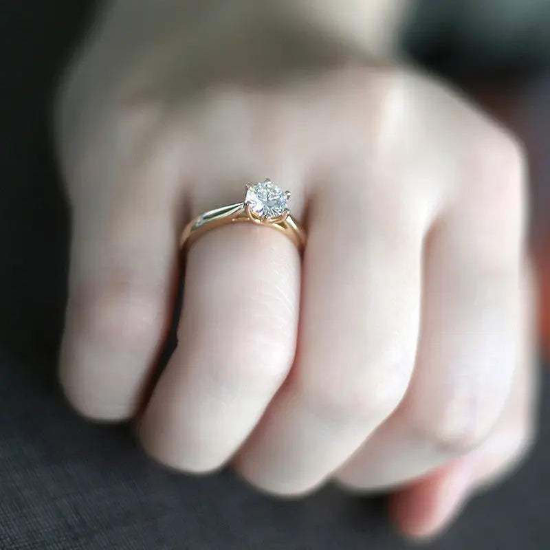 14k Yellow Gold Solitaire Moissanite Ring 1ct Moissanite Engagement Rings & Jewelry | Luxus Moissanite