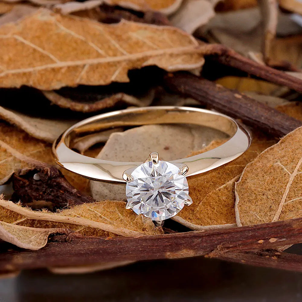 14k Yellow Gold Solitaire Moissanite Ring 1ct Moissanite Engagement Rings & Jewelry | Luxus Moissanite | Designer Engagement Rings Online