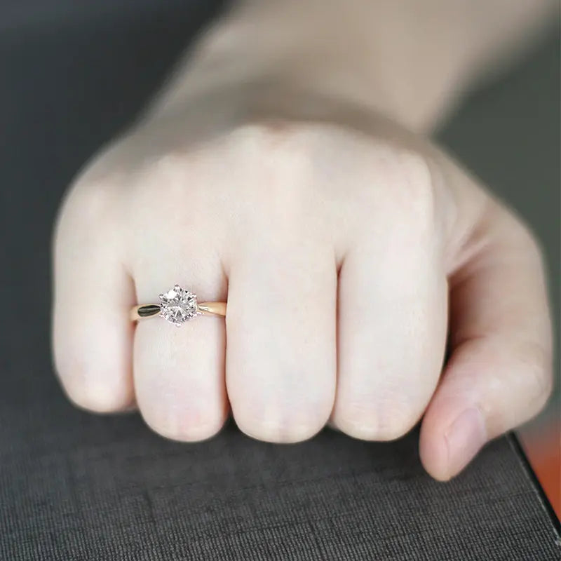 14k Yellow Gold Solitaire Moissanite Ring 1ct Moissanite Engagement Rings & Jewelry | Luxus Moissanite