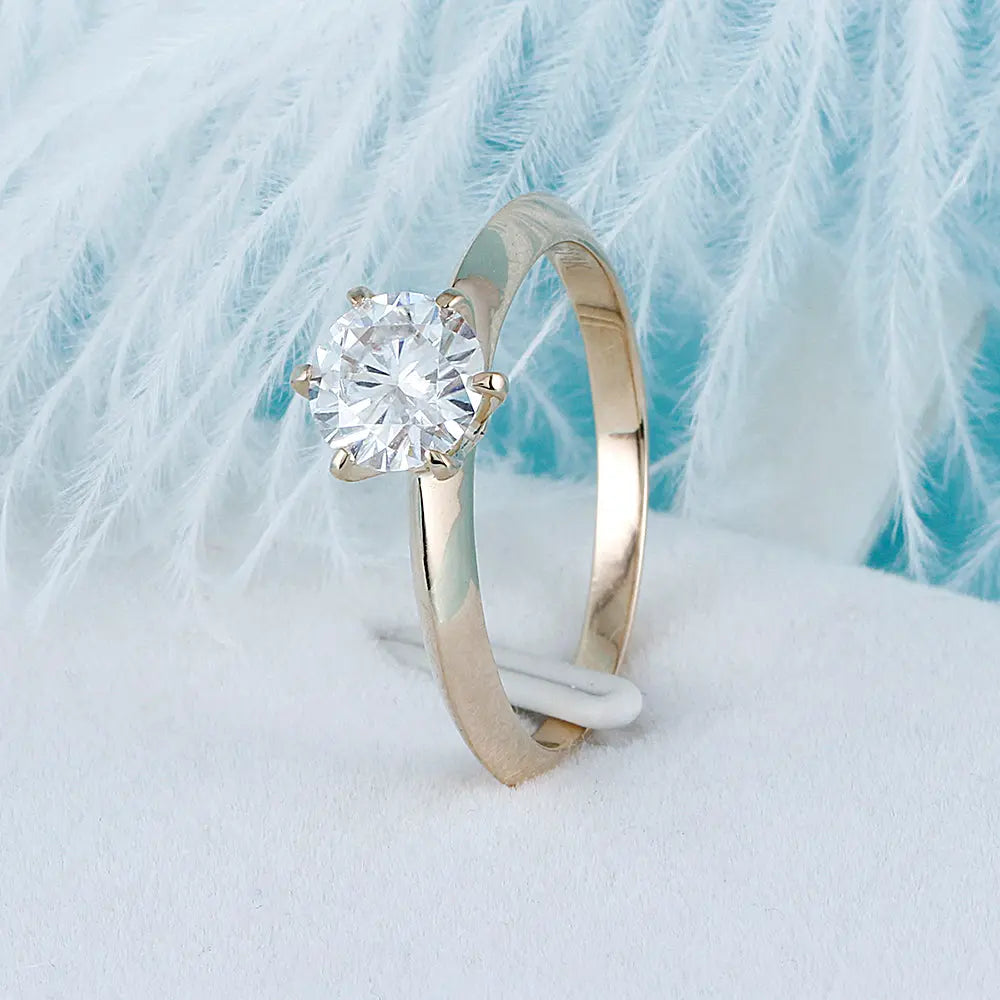 14k Yellow Gold Solitaire Moissanite Ring 1ct Moissanite Engagement Rings & Jewelry | Luxus Moissanite | Designer Engagement Rings Online