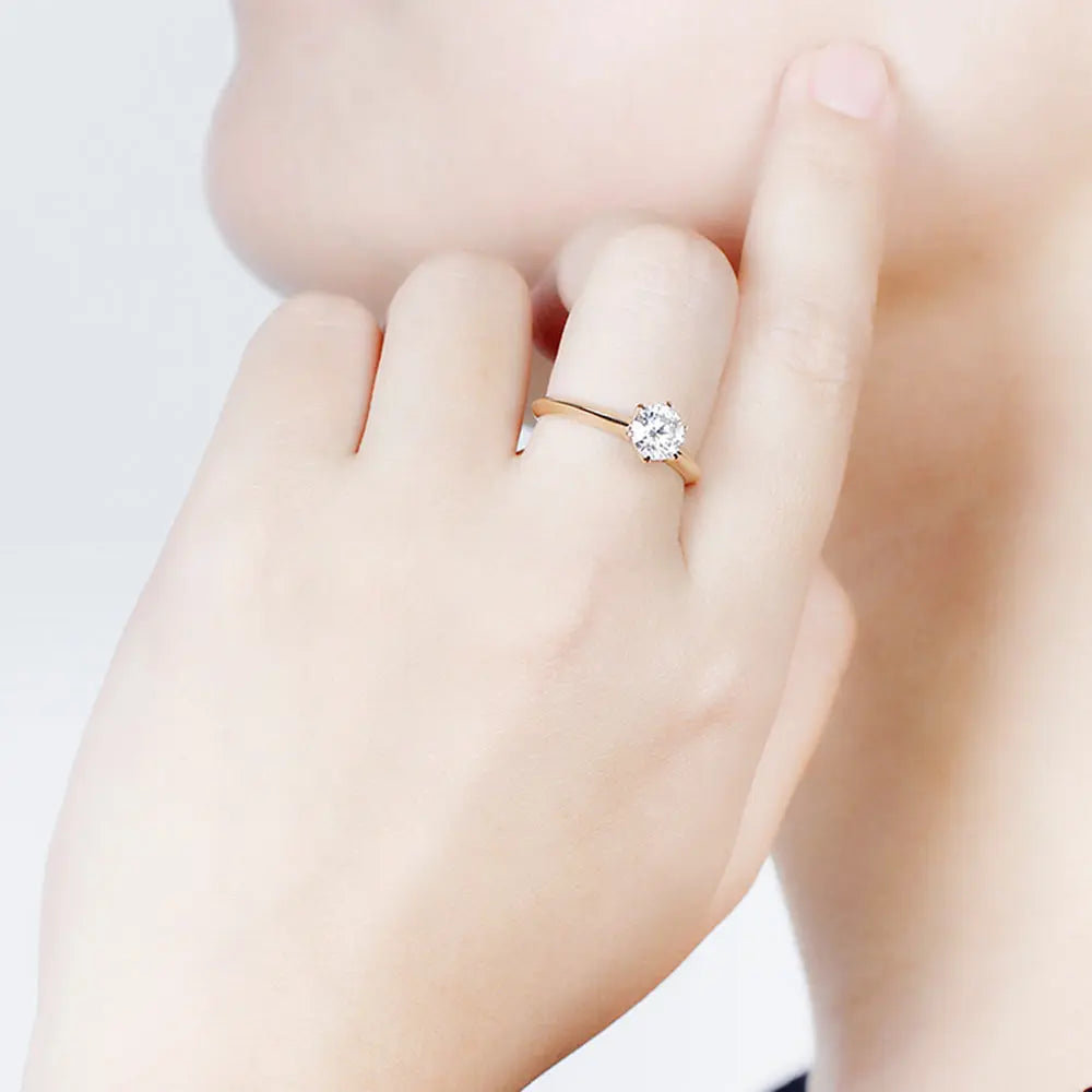 14k Yellow Gold Solitaire Moissanite Ring 1ct Moissanite Engagement Rings & Jewelry | Luxus Moissanite | Designer Engagement Rings Online