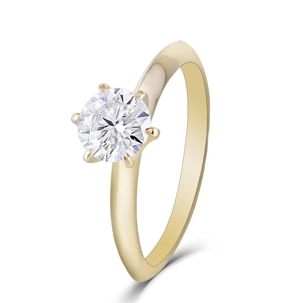 14k Yellow Gold Solitaire Moissanite Ring 1ct Moissanite Engagement Rings & Jewelry | Luxus Moissanite | Designer Engagement Rings Online