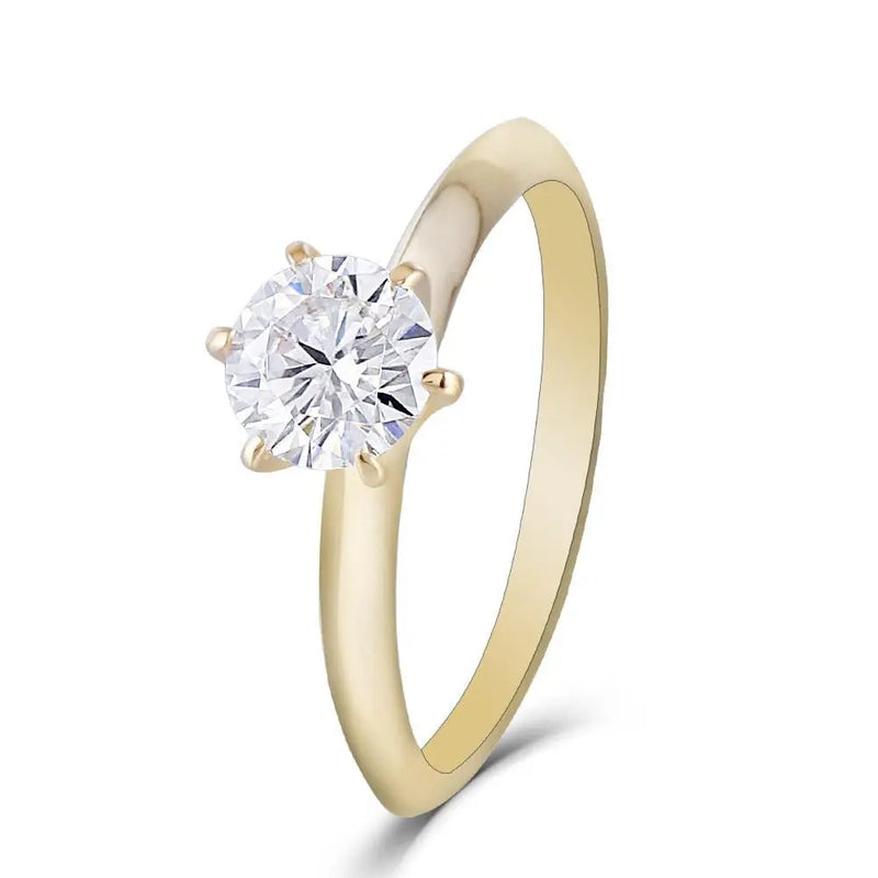 14k Yellow Gold Solitaire Moissanite Ring 1ct Moissanite Engagement Rings & Jewelry | Luxus Moissanite
