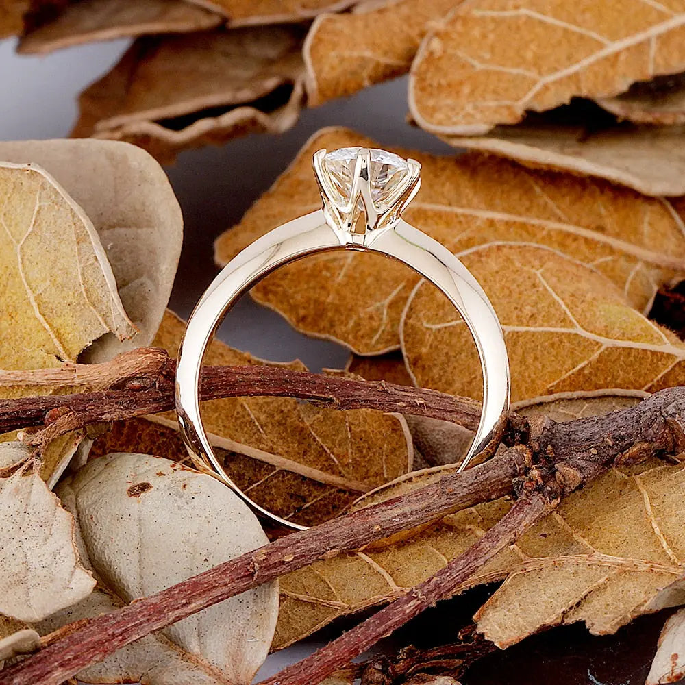 14k Yellow Gold Solitaire Moissanite Ring 1ct Moissanite Engagement Rings & Jewelry | Luxus Moissanite | Designer Engagement Rings Online