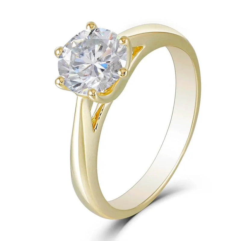 14k Yellow Gold Solitaire Moissanite Ring 1ct Moissanite Engagement Rings & Jewelry | Luxus Moissanite