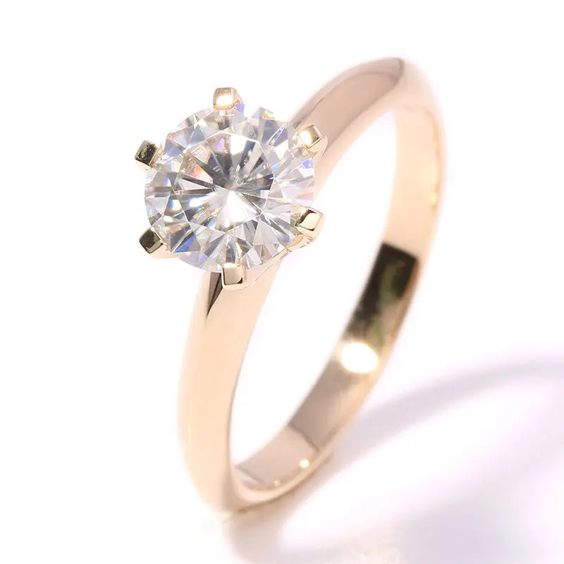 14k Yellow Gold Solitaire Moissanite Ring 2ct Moissanite Engagement Rings & Jewelry | Luxus Moissanite | 2 Carat Engagement Ring