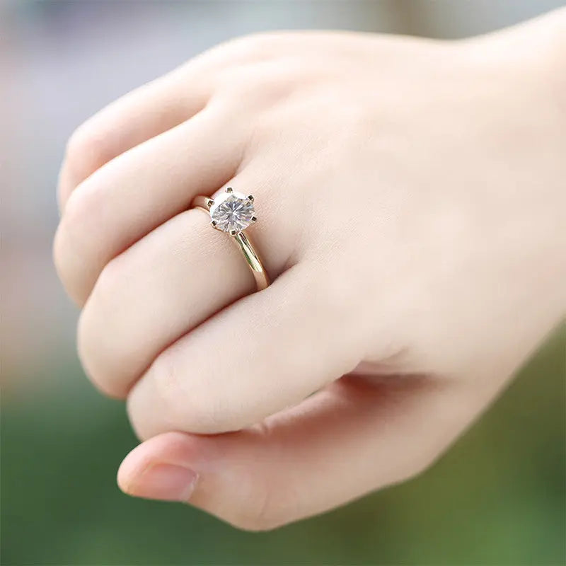 14k Yellow Gold Solitaire Moissanite Ring 2ct Moissanite Engagement Rings & Jewelry | Luxus Moissanite