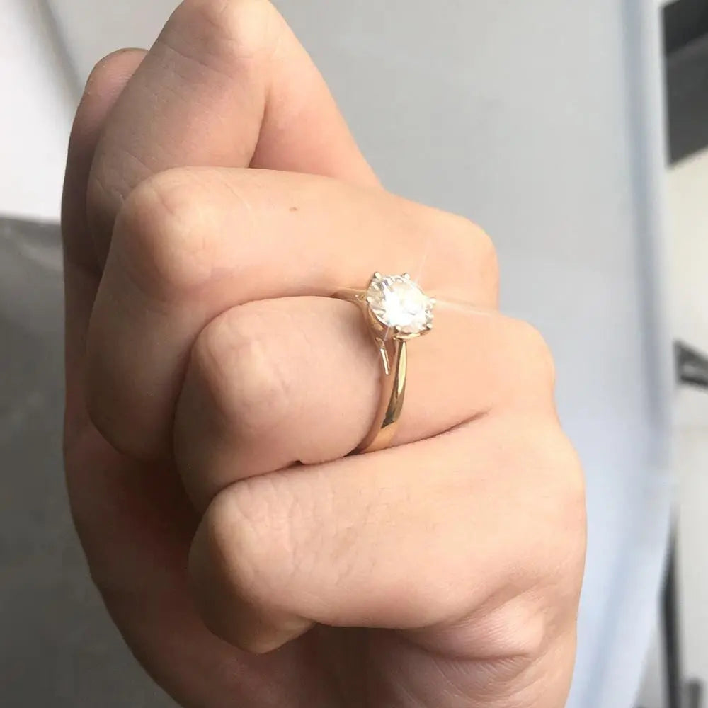 14k Yellow Gold Solitaire Moissanite Ring 2ct Moissanite Engagement Rings & Jewelry | Luxus Moissanite | Best Engagement Ring Shape