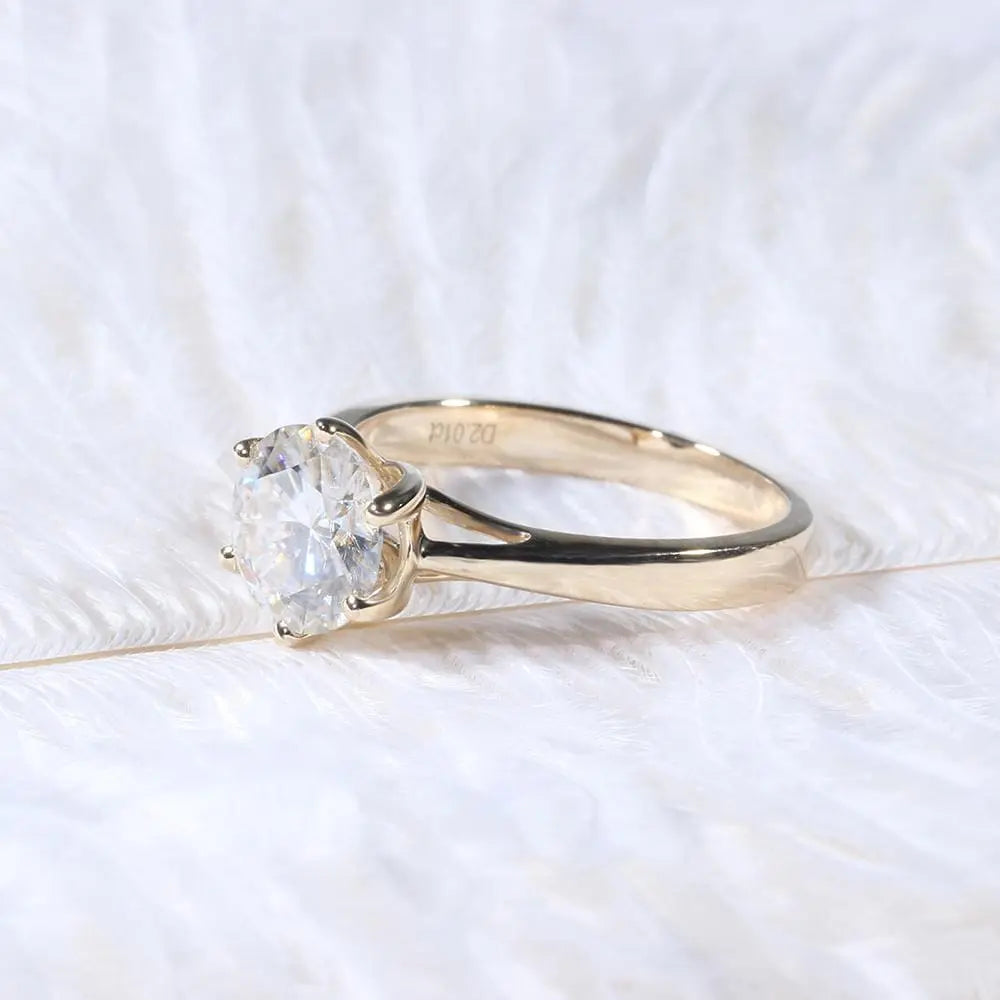 14k Yellow Gold Solitaire Moissanite Ring 2ct Moissanite Engagement Rings & Jewelry | Luxus Moissanite | Best Engagement Ring Shape