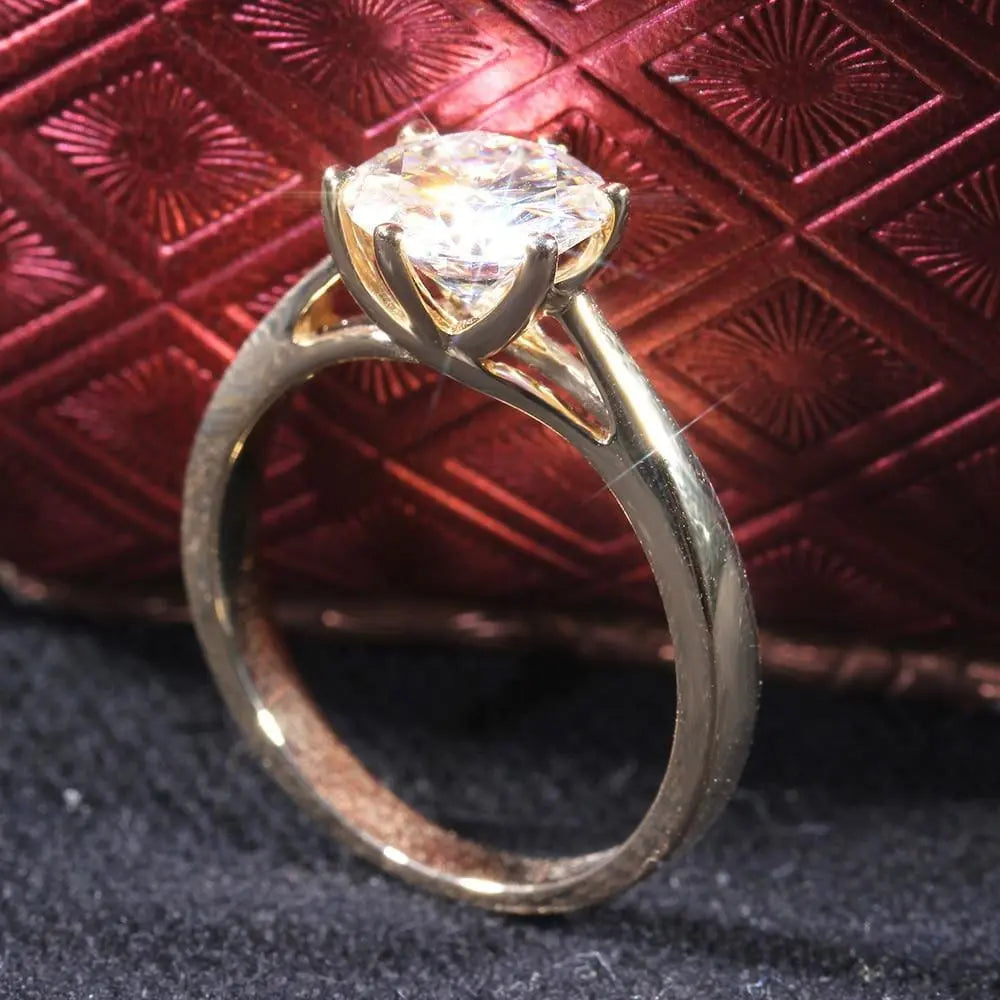 14k Yellow Gold Solitaire Moissanite Ring 2ct Moissanite Engagement Rings & Jewelry | Luxus Moissanite | Best Engagement Ring Shape